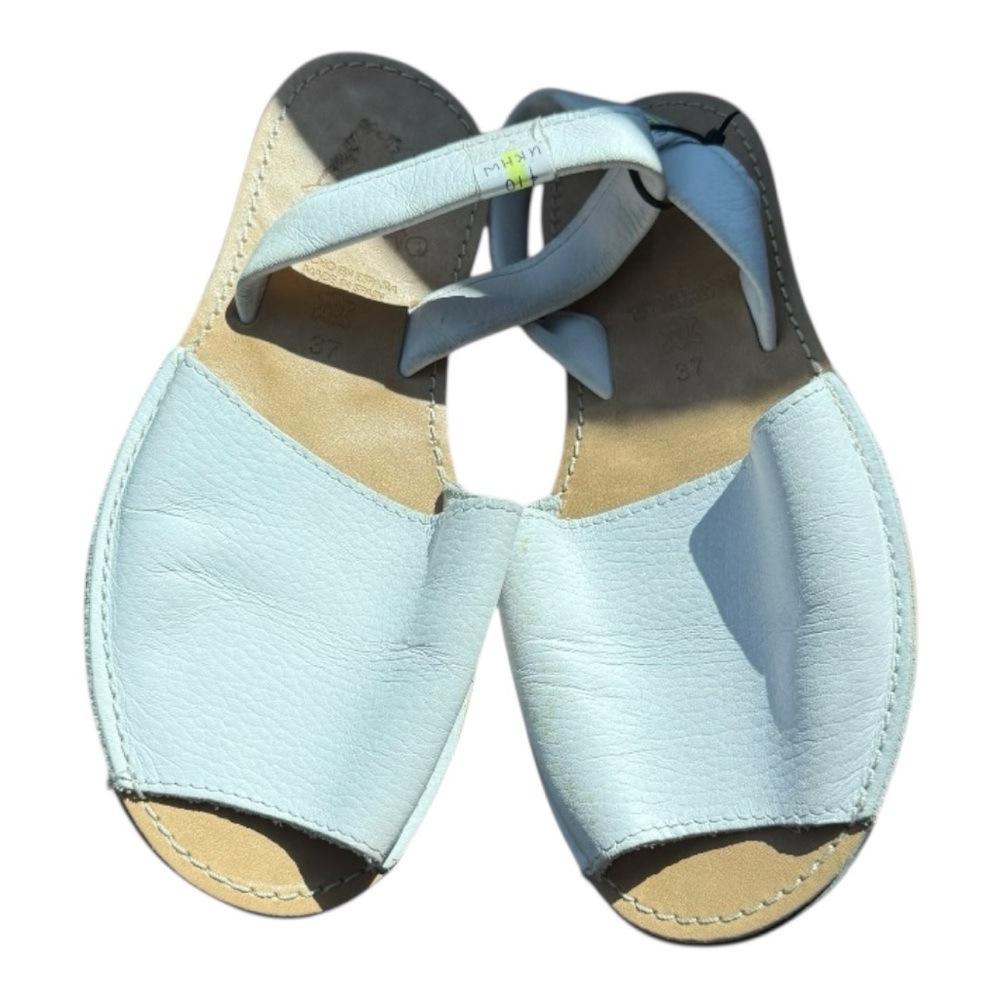 Dino Pons Menorca White Leather Sandals Slip On Coastal size 37 / 7 US - Picture 2 of 4
